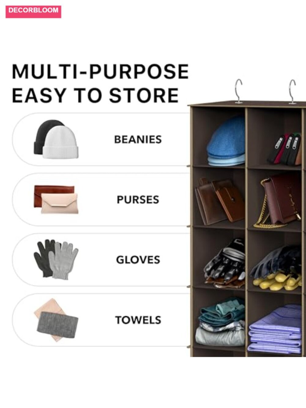 24 Section Hanging Shoe Organizer with Metal Hooks, 8 Tier, 24 lbs Capacity - Picture 6 of 6